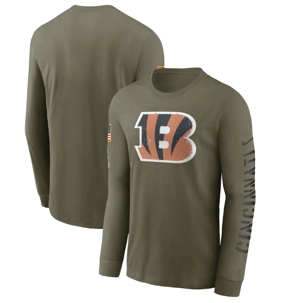 Men's Cincinnati Bengals Olive 2022 Salute to Service Long Sleeve T-Shirt
